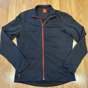 Icebreaker Merino Wool Full Zip Jacket Black Red Trim Men’s Large